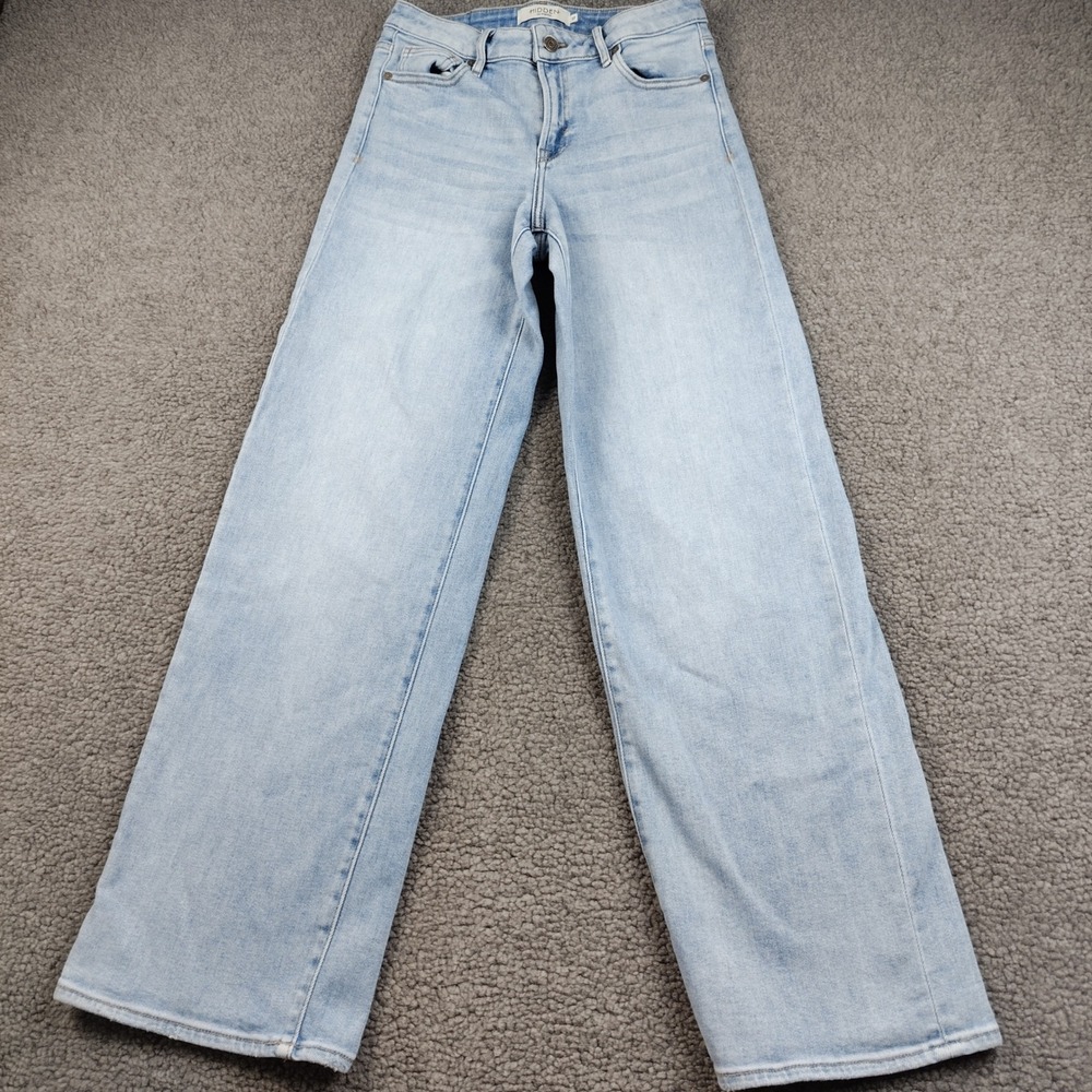 Hidden Jeans Sz 27x31 Womens Wide Leg Light Wash High Waisted Stretch